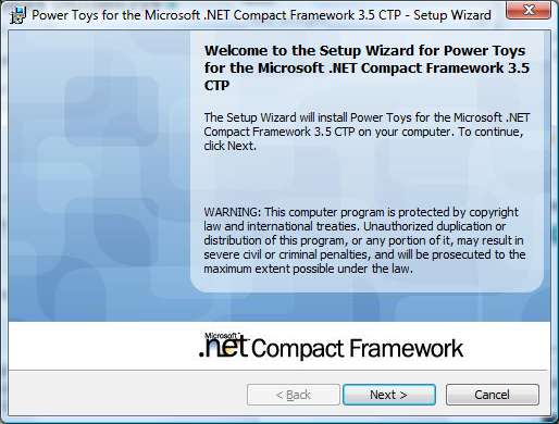 Installer .NET CF 3.5 PowerToys